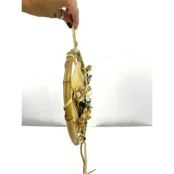 VTG Leather Cutout Floral Dream Catcher Native American Signed CL Rice 1990 - Picture 8 of 16